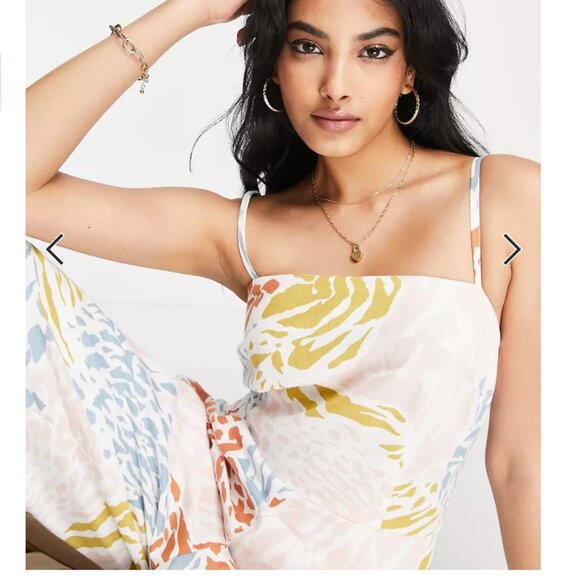 NWT ASOS DESIGN button open back minimalist jumpsuit in marble print Size 0 - Picture 2 of 4